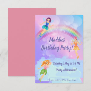 Fairy Rainbow Birthday Einladungen