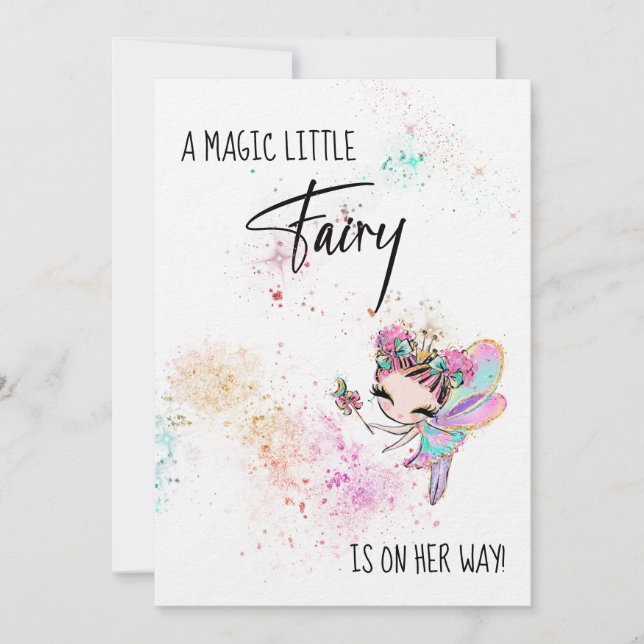 *~* Fairy Rainbow Dust Baby Shower Einladung (Vorderseite)