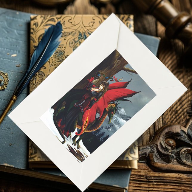 Fairy Red Dragon Fantasy Spring Rechteckiger Aufkleber (Von Creator hochgeladen)