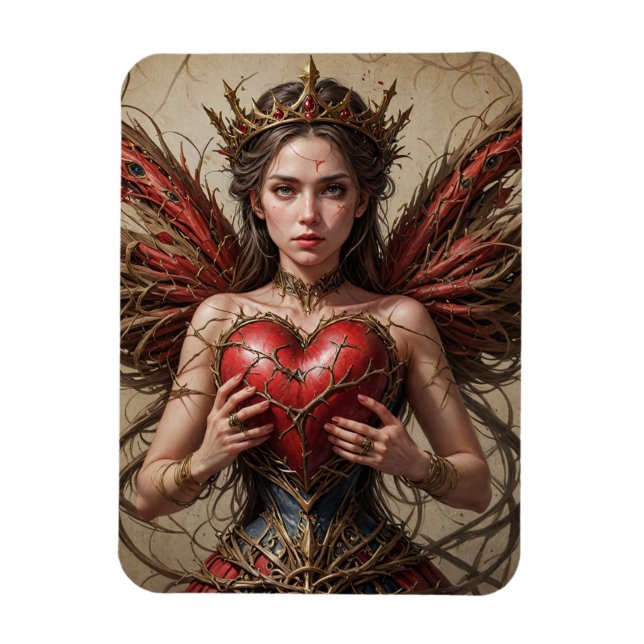 Fairy Red Heart Brambles Magnet (Vertikal)