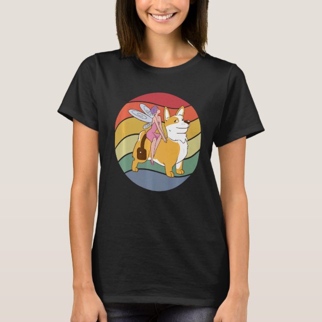 Fairy Riding Corgi T-Shirt (Vorderseite)