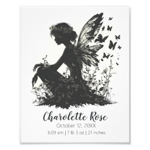 Fairy Silhouette   Birth Stats Poster