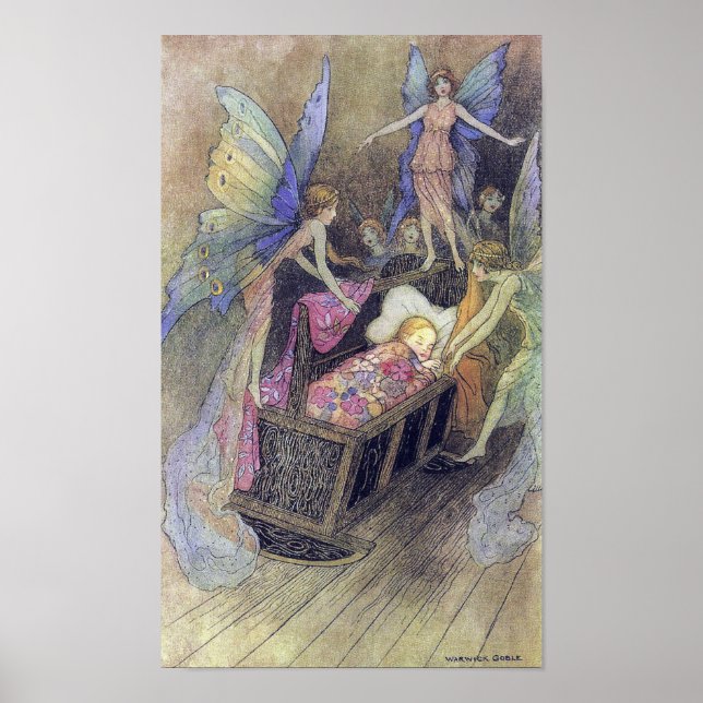 Fairy Singing to Baby von Warwick Goble Poster (Vorne)