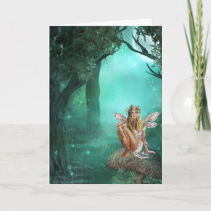 Fairy Sitting on Mushroom Patch Greeting Card Karte