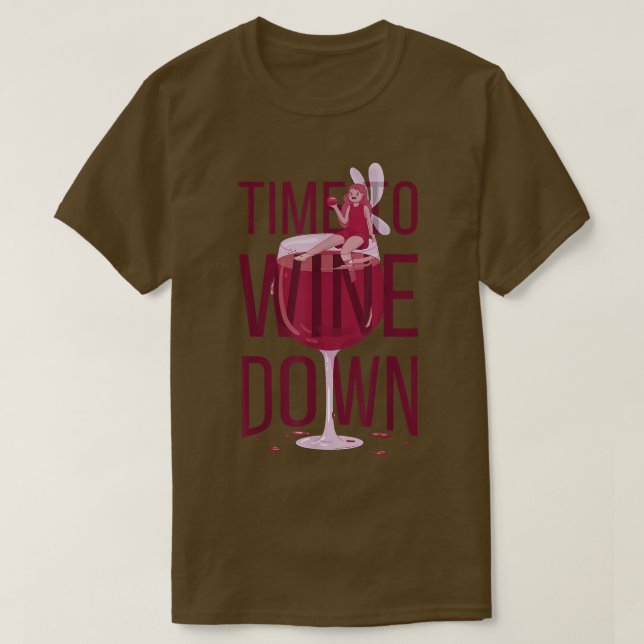 Fairy sitzt auf Weinglas Zeit zum Wein Funny d T-Shirt (Design vorne)
