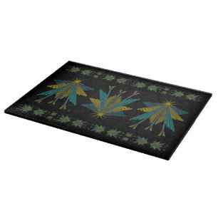 Fairy Stars Black Glass Cutting Board 15x11 Schneidebrett