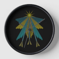 Fairy Stars Black Wood Gerahmte Uhr