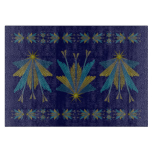 Fairy Stars Navy Glass Cutting Board 11.5x8 Schneidebrett