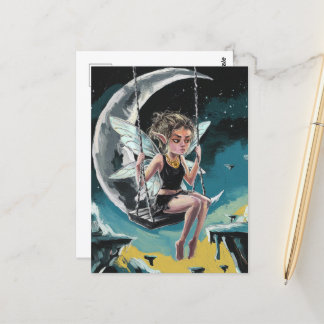 Fairy Swinging vom Mond Postkarte