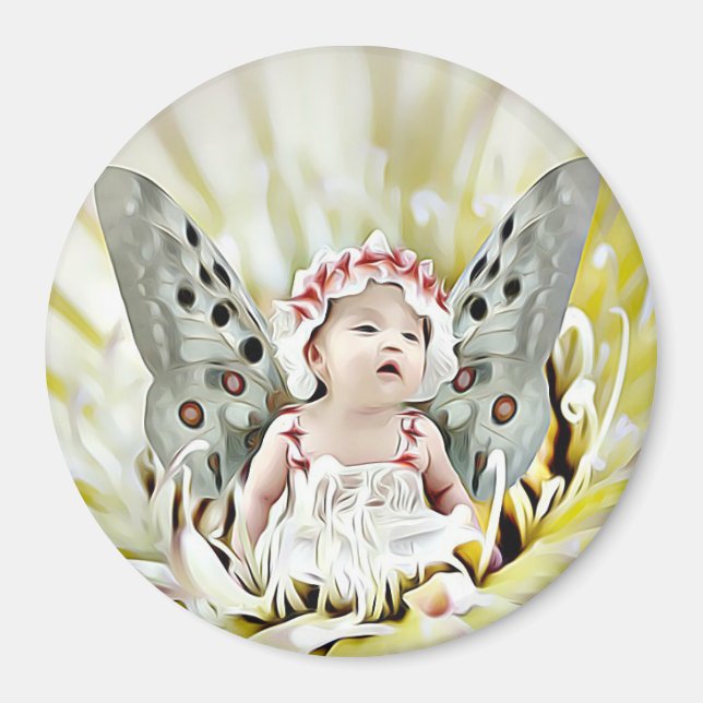 Fairy Tale Baby Girl with Wings Magnet (Vorne)