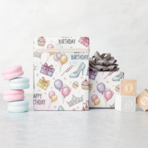 Fairy Tale Birthday Watercolor Muster Geschenkpapier