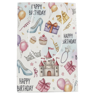 Fairy Tale Birthday Watercolor Muster Mittlere Geschenktüte