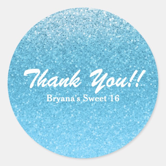 Fairy Tale Blue Glitzer Sweet 16 Party Runder Aufkleber (Vorderseite)