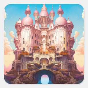 Fairy Tale Burg Pinacoteca Casa Rusca Quadratischer Aufkleber