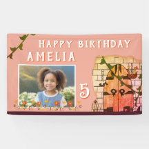 Fairy Tale Castle Door Flower Birthday Party Photo