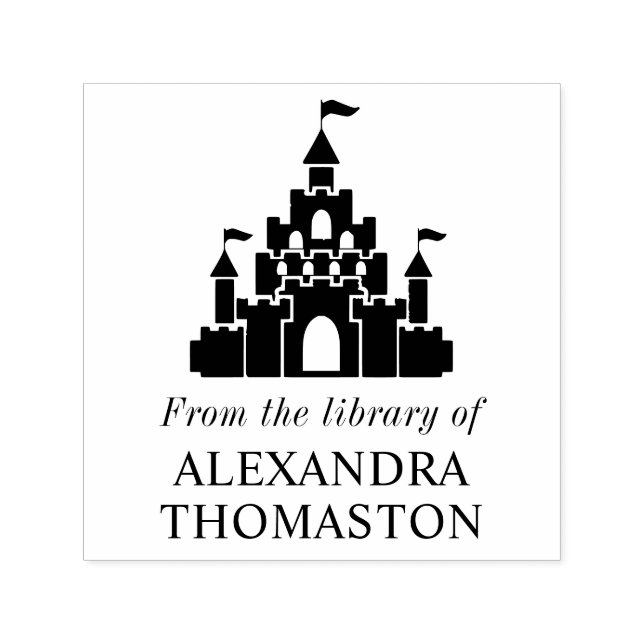 Fairy Tale Castle Silhouette Library Name Permastempel (Design)