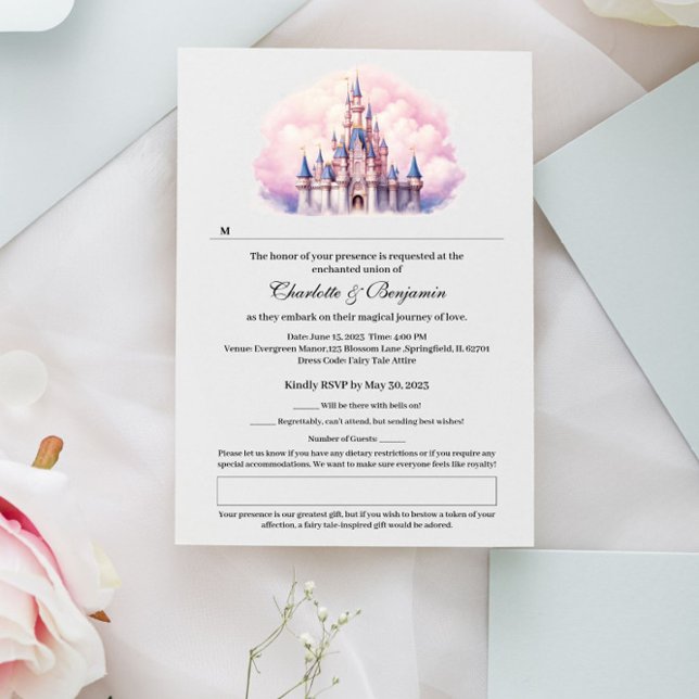Fairy Tale Castle Thema Hochzeit RSVP Karte (Von Creator hochgeladen)