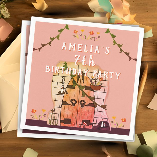 Fairy Tale Door Blume Zeichnend Girl Birthday Part Serviette (Von Creator hochgeladen)