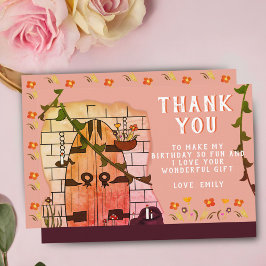 Fairy Tale Door Blume Zeichnend Mädchen Geburtstag Dankeskarte