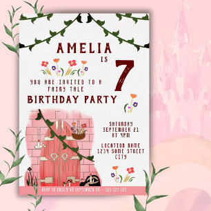 Fairy Tale Door Girl Birthday Party Gold Folieneinladung