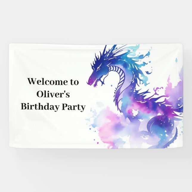 Fairy Tale Dragon Adventures Birthday Banner (Horizontal)