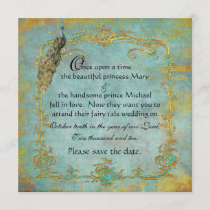 Fairy Tale Gold Filigree Pfau & Krone Save The Date