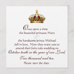 Fairy Tale Gold Royal Crown Save The Date