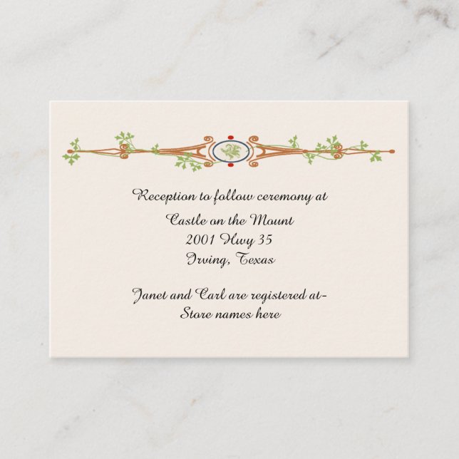 Fairy Tale Ivory Wedding Information Card Begleitkarte (Vorderseite)