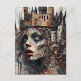 Fairy Tale Königin mit Schloss auf ihrem Kopf Postkarte