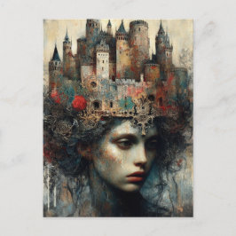 Fairy Tale Königin mit Schloss auf ihrem Kopf Postkarte