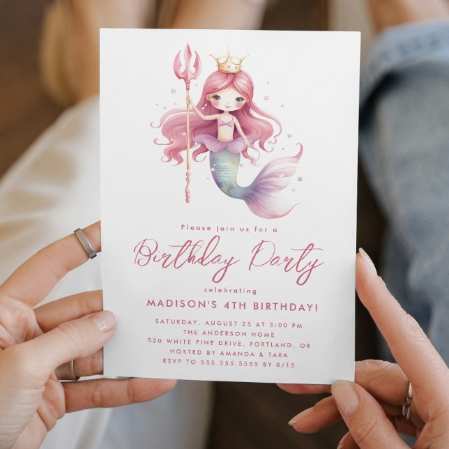 Fairy Tale Little Mermaid Pink Geburtstag Einladung (Von Creator hochgeladen)