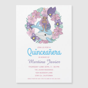 Fairy Tale Mermaid Quinceañera 15. Geburtstag Magneteinladung