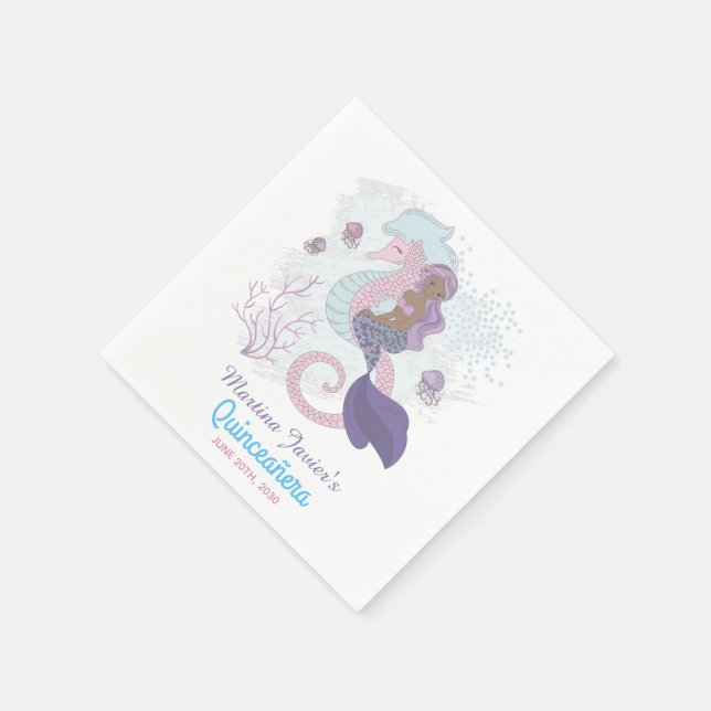 Fairy Tale Mermaid Quinceañera 15. Geburtstag Serviette (Ecke)