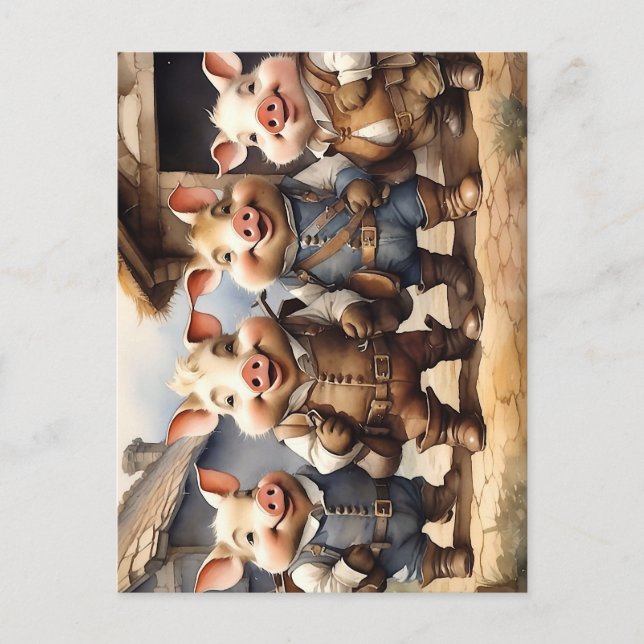 Fairy Tale Pigs Postkarte (Vorderseite)