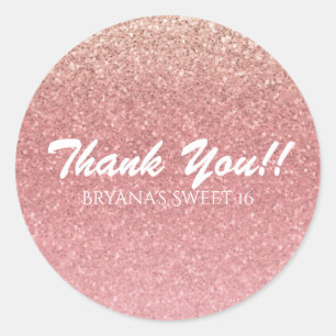 Fairy Tale Pink Glitzer Sweet 16 Gastgeschenk Runder Aufkleber