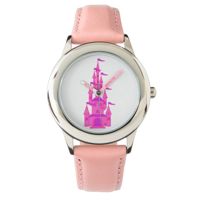 Fairy Tale Pink Princess Castle Armbanduhr (Vorderseite)