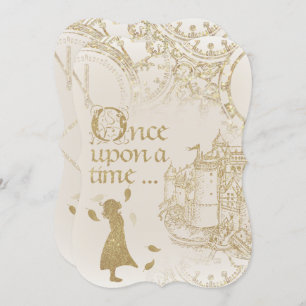 Fairy Tale Princess Theme Gold Glitzer Einladung