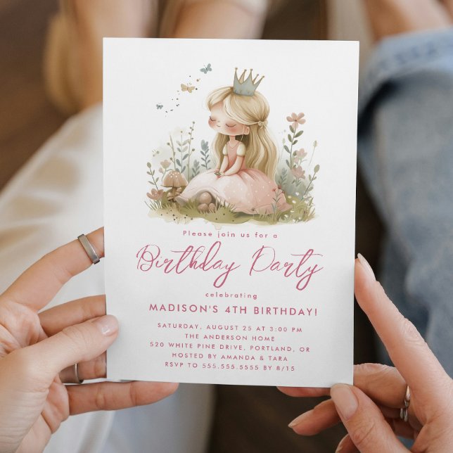 Fairy Tale Princesses Pink Birthday Party Einladung (Von Creator hochgeladen)