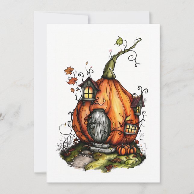 Fairy Tale Pumpkin House Einladung (Vorderseite)