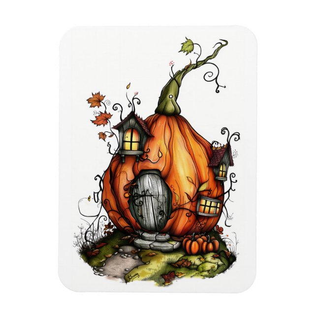 Fairy Tale Pumpkin House Magnet (Vertikal)