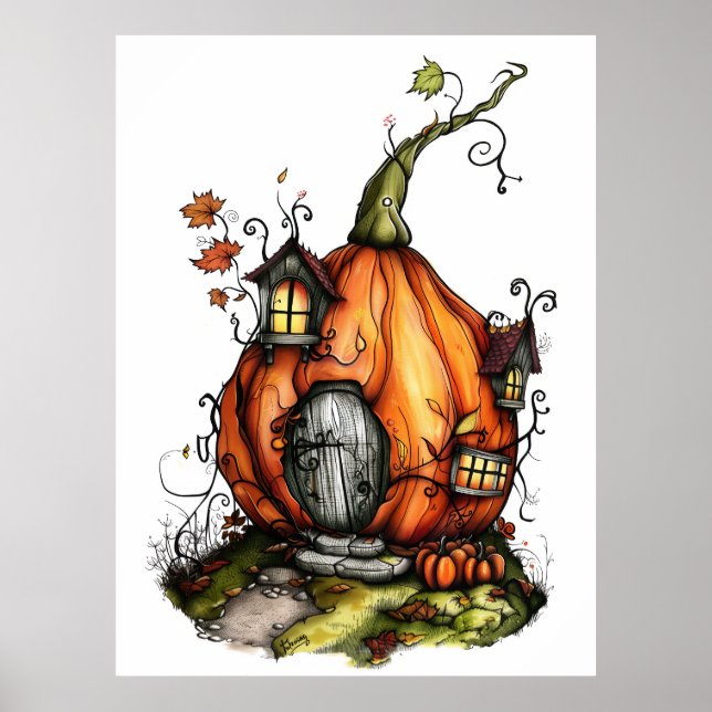 Fairy Tale Pumpkin House Poster (Vorne)