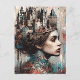 Fairy Tale Queen Casteen auf ihrem Kopf Postkarte