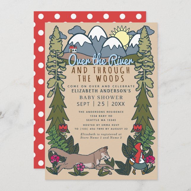 Fairy Tale Red Riding Hood Baby Dusche Einladung (Vorne/Hinten)