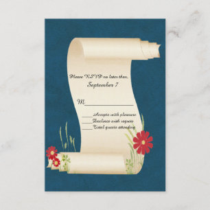 Fairy Tale Scroll Wedding RSVP Card Karte