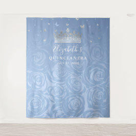 Fairy Tale Silver Light Blue Rose Foto Hintergrund Wandteppich