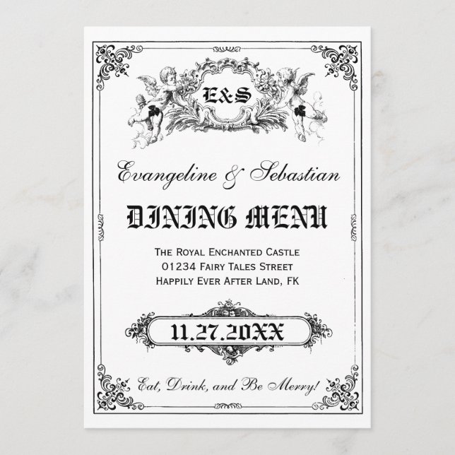 Fairy Tale Storybook Wedding Menu Cards Menükarte (Vorderseite)