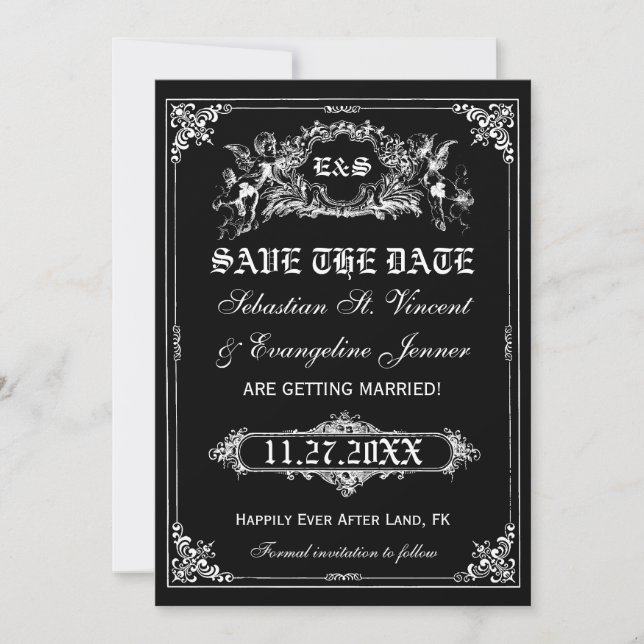 Fairy Tale Storybook Wedding Save the Date Cards Einladung (Vorderseite)