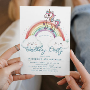 Fairy Tale Unicorn und Rainbow Birthday Party Einladung