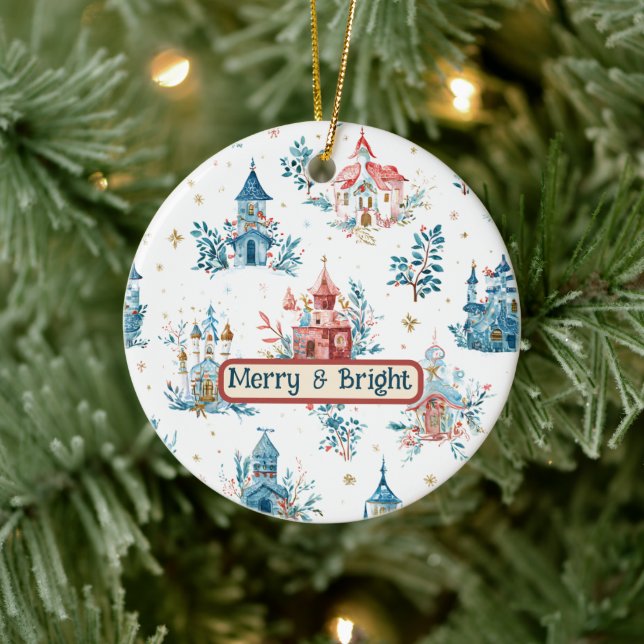 Fairy‑Tale Watercolor Christmas Pattern Ornament (Baum)