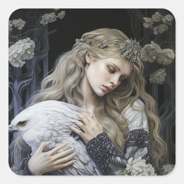 Fairy Tale Woman Quadratischer Aufkleber (Vorderseite)